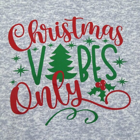 Mistle Toes Christmas Pajama Top Large SOFT! Christmas Vibes Only Heather Gray L - Picture 2 of 5